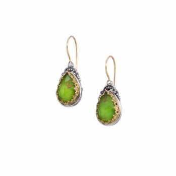 Iris medium drop earrings in 18K Gold and Sterling silver with doublet stones