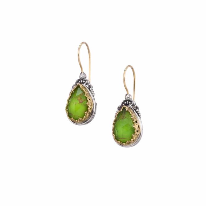 Iris medium drop earrings in 18K Gold and Sterling silver with doublet stones
