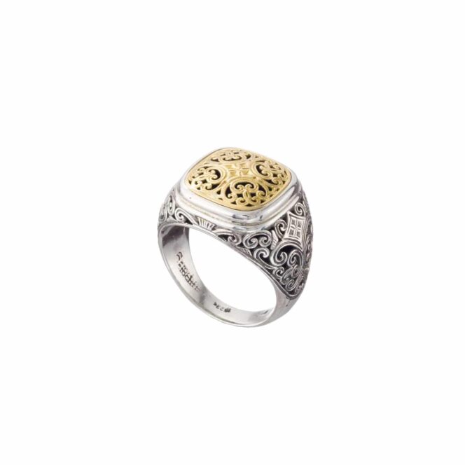 Mediterranean square Ring in 18K Gold and Sterling Silver - Image 3