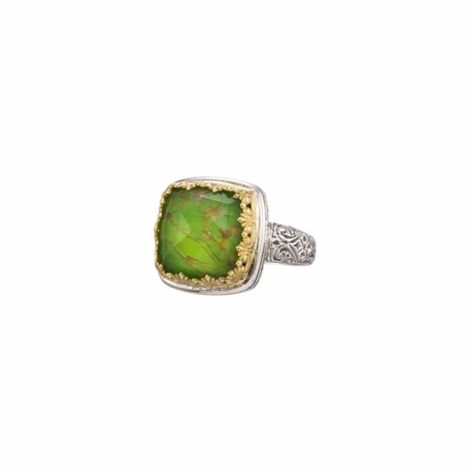 Iris Square Ring in 18K Gold and Sterling Silver