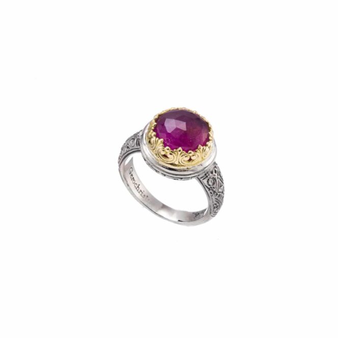 Imperial Iris Round Ring in 18K Gold and Sterling Silver with Doublet Stone - Image 4