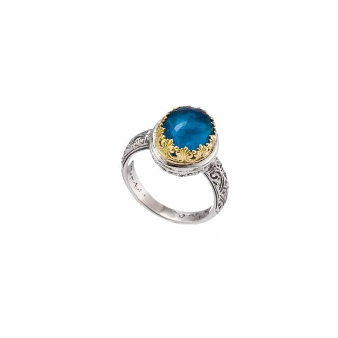 Iris Oval Ring in 18K Gold and Sterling Silver with Gemstone - Image 2