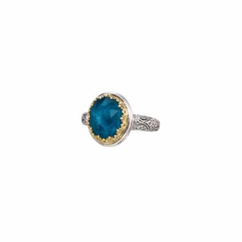 Iris Oval Ring in 18K Gold and Sterling Silver with Gemstone