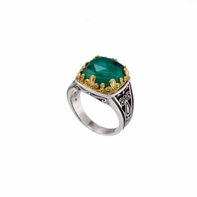 Aegean colors Ring in 18K Gold and Sterling Silver with doublet stone - Image 2