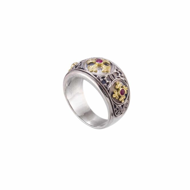 Symbol Ring in 18K Gold and Sterling Silver with ruby - Image 2