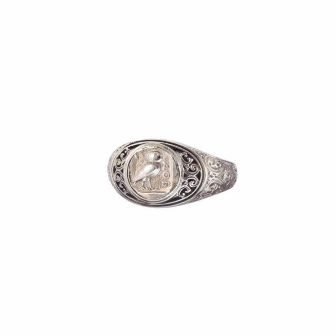 Symbol Ring in Sterling Silver with Ancient Greek Owl - Image 2