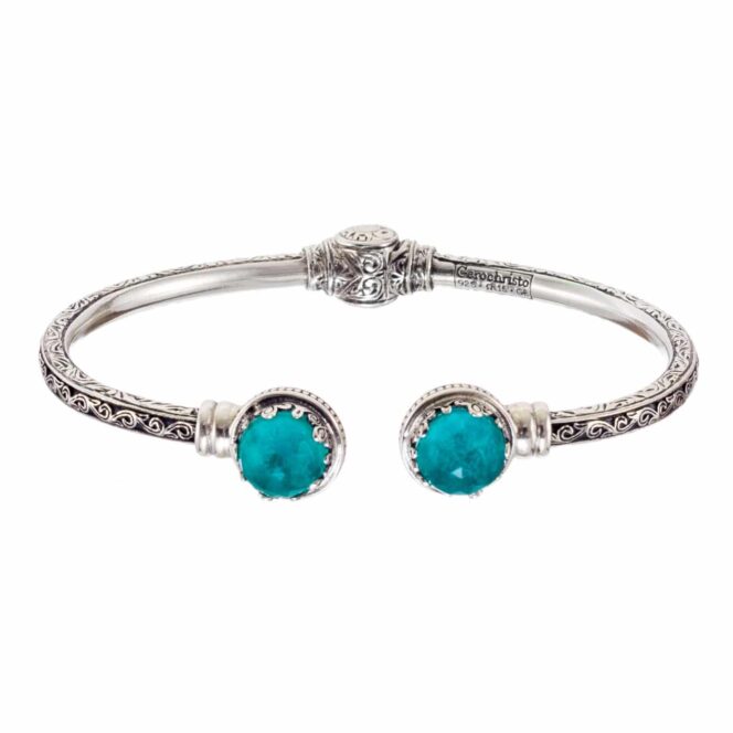 Aegean colors small Round Bracelet in Sterling Silver with Doublet Gemstones