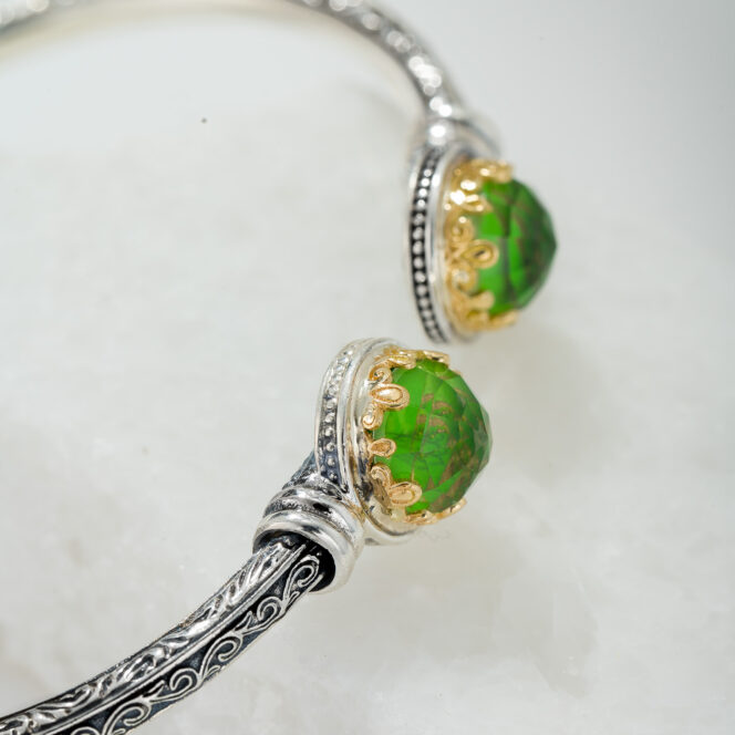 Aegean colors small Round Bracelet in 18K Gold and Sterling Silver with Doublet Gemstones - Image 4