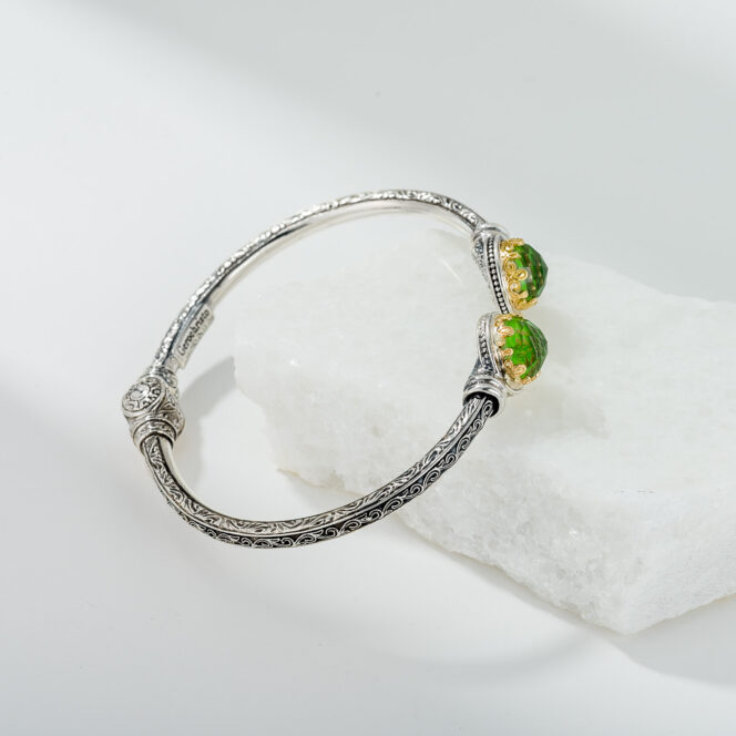 Aegean colors small Round Bracelet in 18K Gold and Sterling Silver with Doublet Gemstones - Image 3