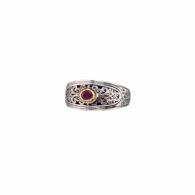 Mediterranean Ring in 18K Gold and Sterling Silver with Gemstone - Image 2