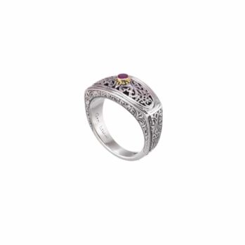 Mediterranean Ring in 18K Gold and Sterling Silver with Ruby