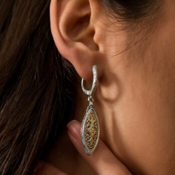 Mediterranean marquise Earrings in 18K Gold and Sterling Silver