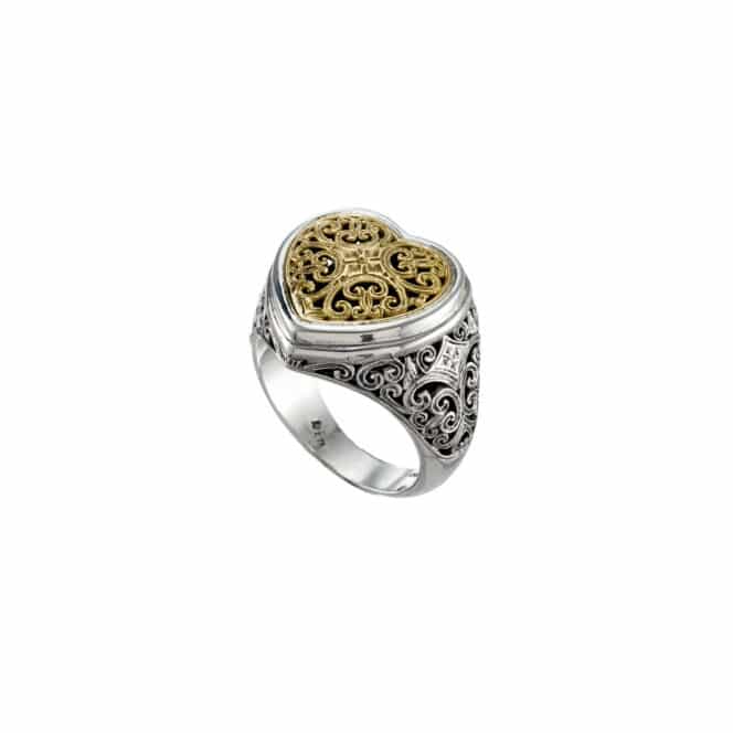 Mediterranean Ηeart Ring in 18K Gold and Sterling Silver