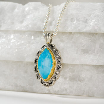 Penelope Pendant in Sterling Silver with Gold plated parts and Doublet Gemstone