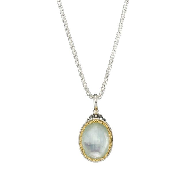 Iris pendant in Sterling Silver with Gold Plated Parts and Doublet Gemstones - Image 4