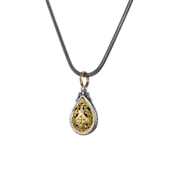Mediterranean drop pendant in 18K Gold and Sterling silver - Image 2