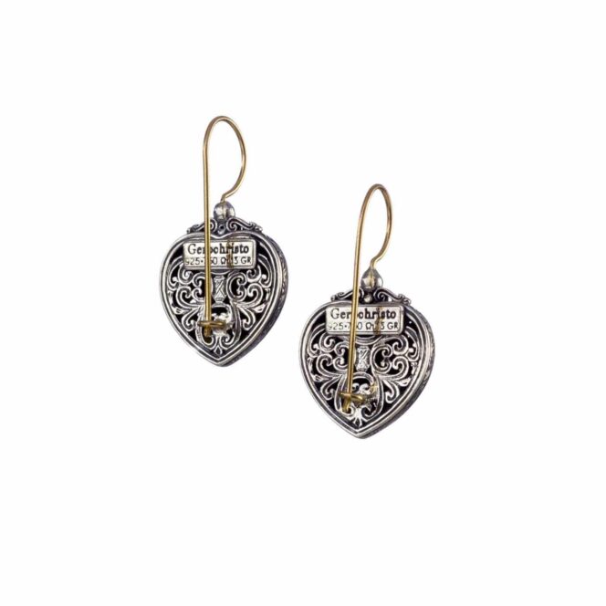 Mediterranean heart earrings in 18K Gold and Sterling Silver with ruby - Image 2