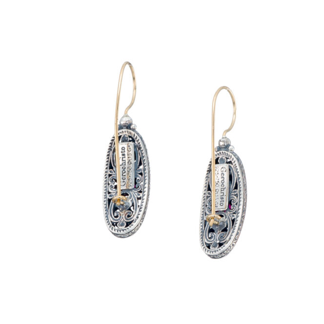 Mediterranean oval earrings in 18K Gold and Sterling silver with ruby - Image 2