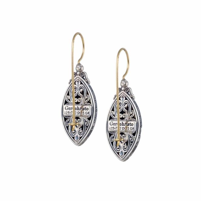 Mediterranean marquise earrings in 18K Gold and Sterling Silver with ruby - Image 2