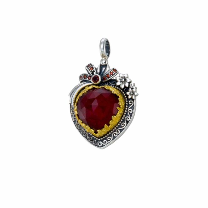 Dione Heart pendant in Sterling Silver with Gold Plated Parts - Image 2