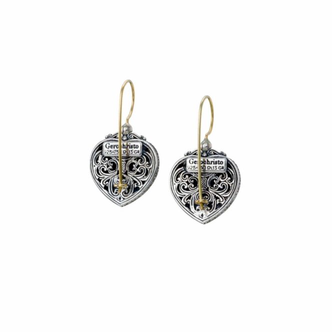 Harmony Heart Earrings in 18K Gold and Sterling Silver with Brown Diamonds - Image 2