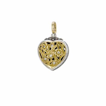 Harmony Heart pendant in 18K Gold and Sterling silver with brown diamonds