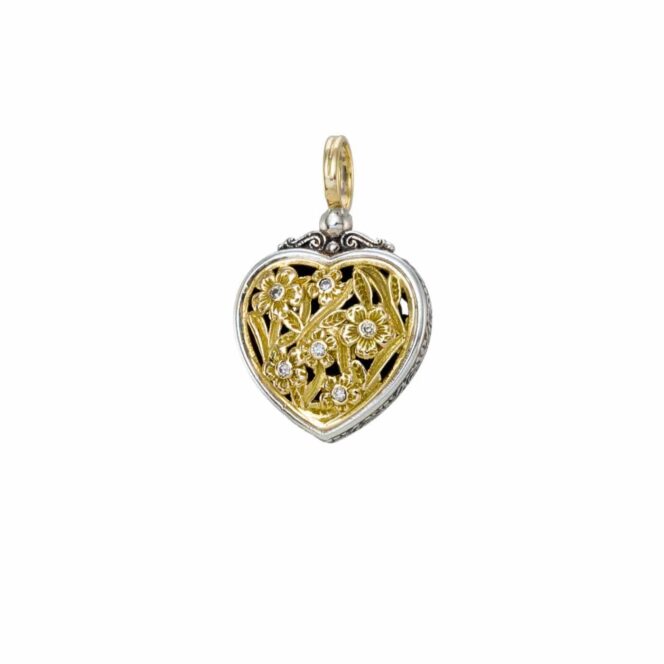 Harmony Heart pendant in 18K Gold and Sterling silver with brown diamonds