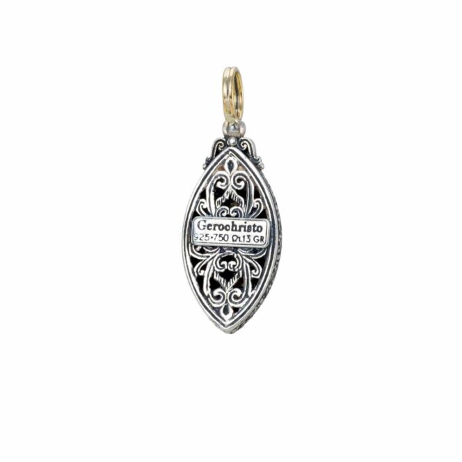 Harmony Marquise Pendant in 18K Gold and Sterling Silver with Brown Diamonds - Image 2