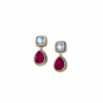 Eve earrings in 18K Gold and sterling silver with doublet stones