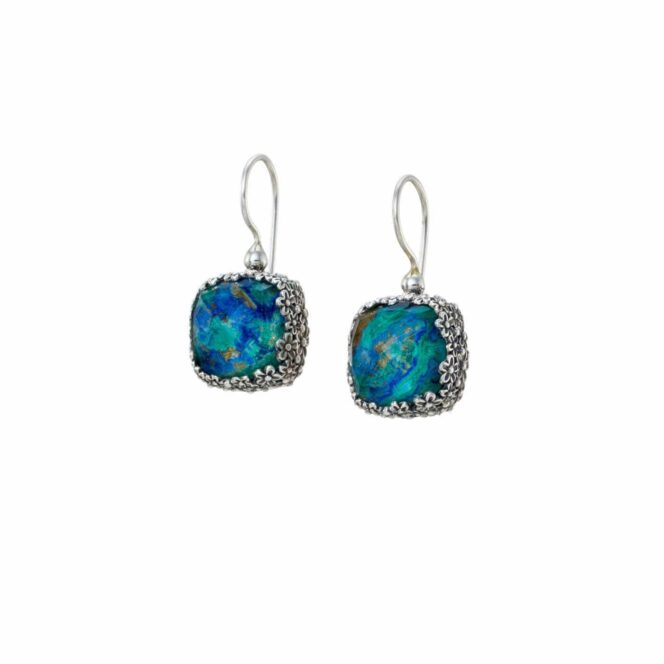 Anthemis Square Earrings in sterling silver with Doublet Stones - Image 4
