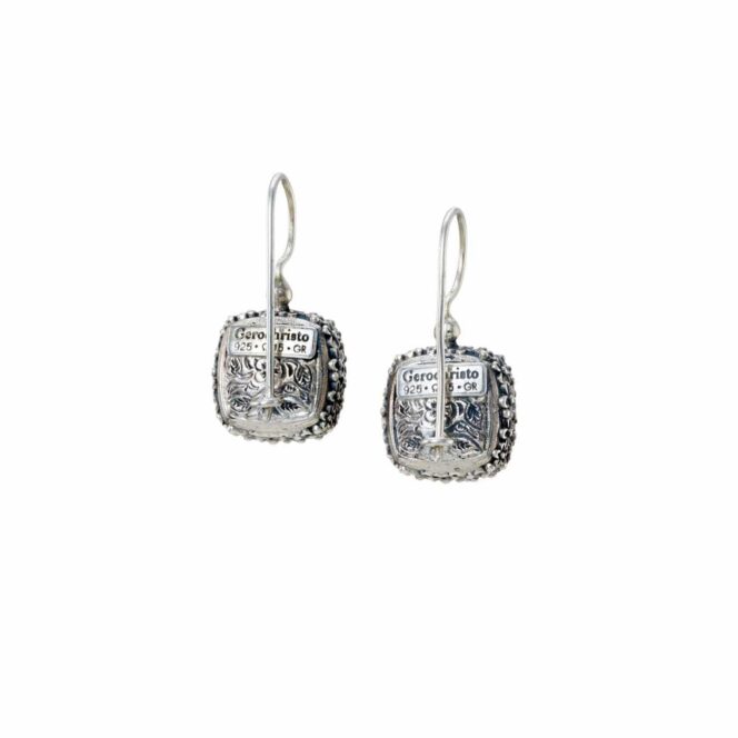 Anthemis Square Earrings in sterling silver with Doublet Stones - Image 5