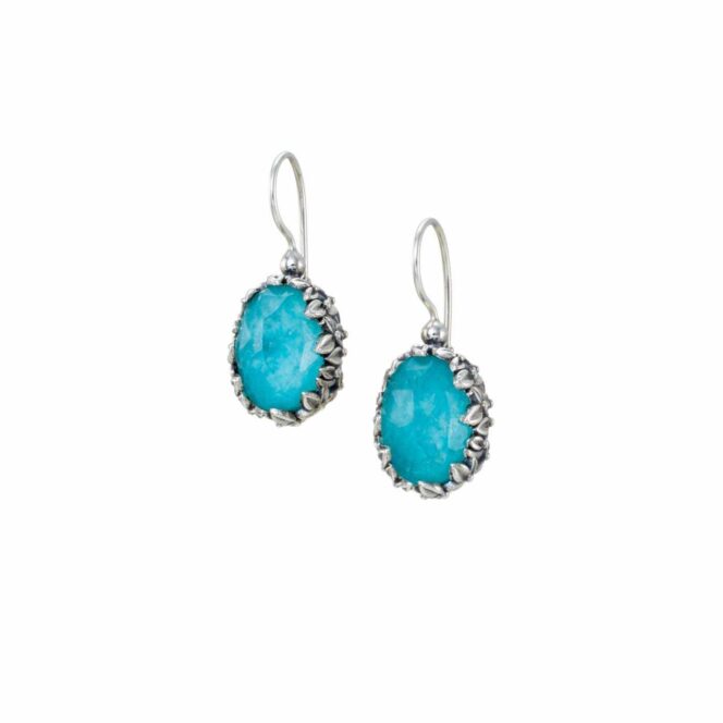 Cyclamin Oval Earrings in Sterling silver with Doublet Stones