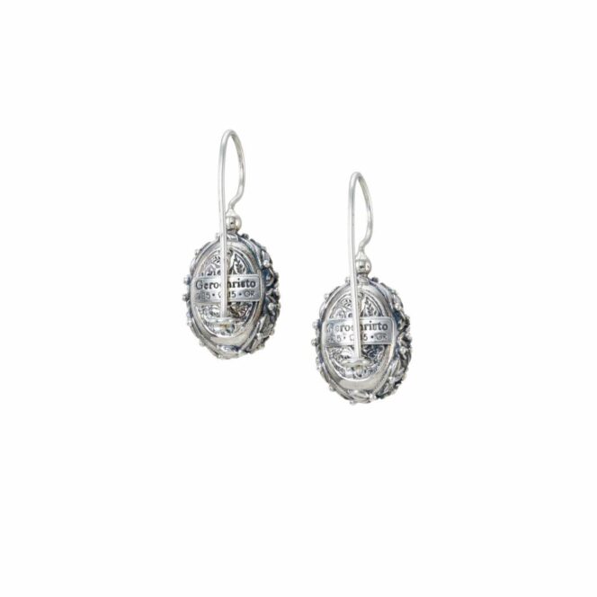 Cyclamin Oval Earrings in Sterling silver with Doublet Stones - Image 2