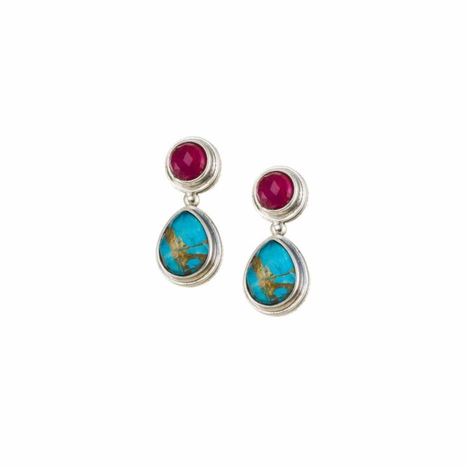 Eve Double Stones Earrings in sterling silver - Image 3