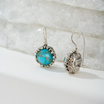 Cyclamin Round Earrings in Sterling silver with Doublet Gemstones