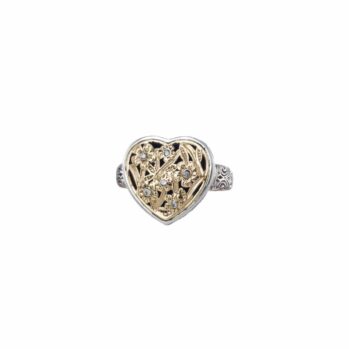 Harmony Heart Ring in 18K Gold and Sterling Silver with Brown Diamonds