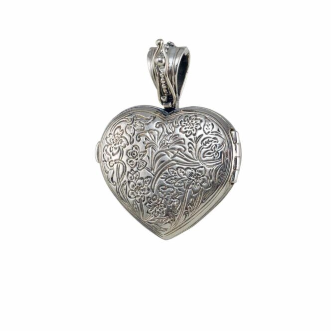 Harmony big Heart locket in 18K Gold and Sterling Silver with Gemstones - Image 5