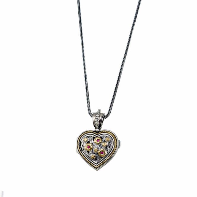 Harmony Heart locket in 18K Gold and Sterling Silver with Gemstones - Image 5