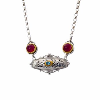 Iris Necklace in Sterling Silver with Gold Plated Parts