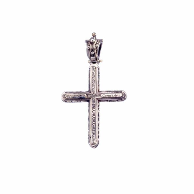 Eden's Garden Eve Cross in Sterling Silver with Gold K18 and Ruby - Image 2