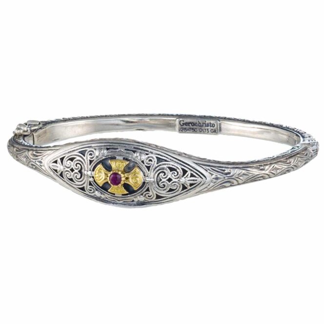 Faidra bracelet in 18K Gold and Sterling Silver with Ruby