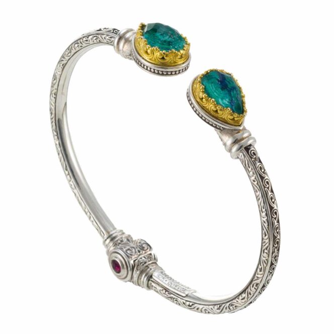 Iris Double Teardrop Bracelet in Sterling Silver with Gold Plated parts - Image 3