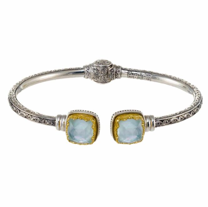 Iris small Square Bracelet in Sterling Silver with Gold Plated parts - Image 4