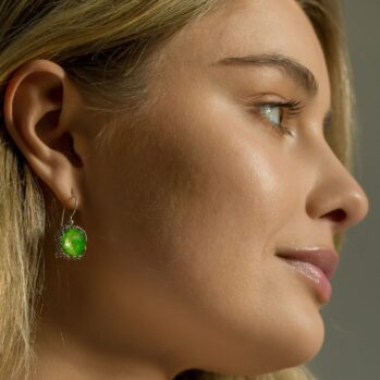 Anthemis Square Earrings in sterling silver with Doublet Stones