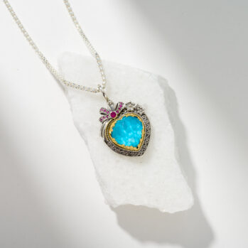 Dione Heart pendant in Sterling Silver with Gold Plated Parts