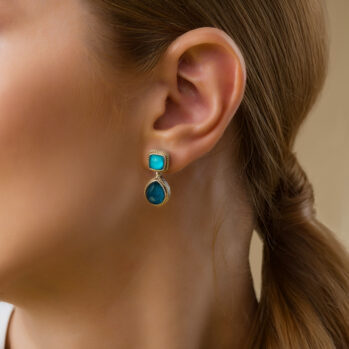 Eve earrings in 18K Gold and sterling silver with doublet stones