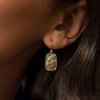 Harmony earrings in 18K Gold and Sterling silver with rubies