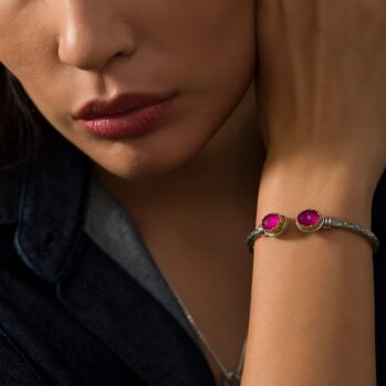 Iris small Oval Bracelet in Sterling Silver with Gold Plated parts