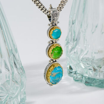 Iris Pendant in Sterling Silver with Gold Plated Parts