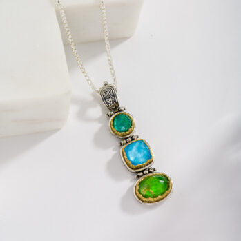 Iris Pendant in Sterling Silver with Gold Plated Parts